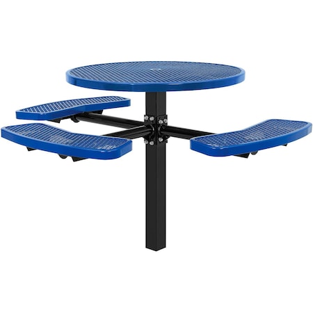 Global Industrial Round Picnic Table, Blue, In Ground Mount, ADA Compliant, 46 in 695294BL